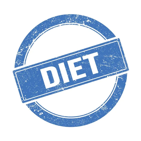 Diet关于蓝色黑色圆形老式邮票的文本 — 图库照片
