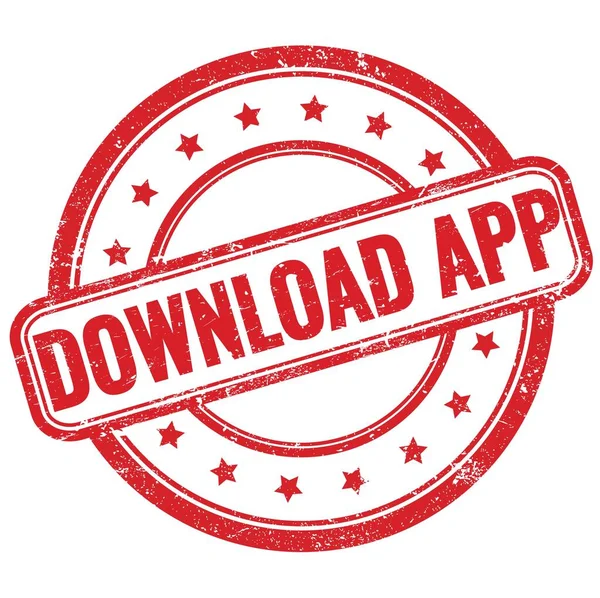 Download App Κείμενο Κόκκινο Vintage Grungy Στρογγυλό Καουτσούκ Σφραγίδα — Φωτογραφία Αρχείου