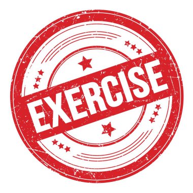 Kırmızı yuvarlak grungy desen damgası üzerine alıştırma metni.