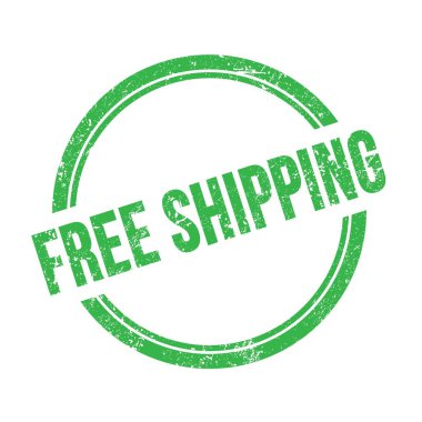 Yeşil grungy vintage yuvarlak pul üzerine yazılmış ücretsiz gemi metni.