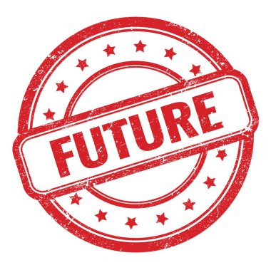 Kırmızı grungy vintage yuvarlak kauçuk damga üzerine gelecekten gelen metin.