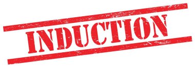 Kırmızı grungy dikdörtgen vintage damga üzerinde INDUCTION metin.