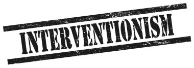 Siyah grungy dikdörtgen vintage damga üzerinde InterTERVENTIONISM metin.