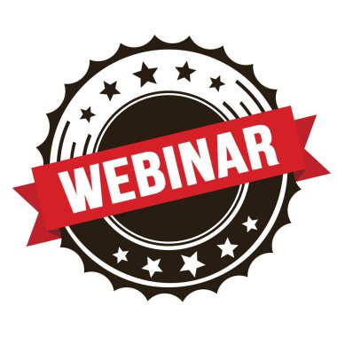 Kırmızı kahverengi kurdele damgalı WEBINAR metni.