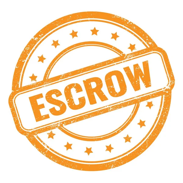 Escrow Text Oranžové Grungy Vintage Kolo Gumové Razítko — Stock fotografie