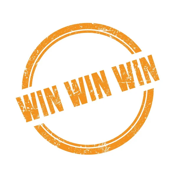 Win Win Win Text Skriven Orange Grungy Vintage Runda Stämpel — Stockfoto