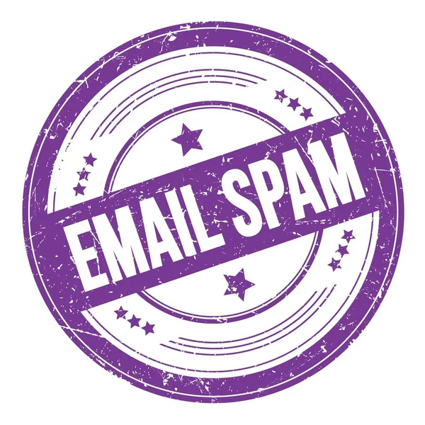Email Spam Tekst Fioletowy Indygo Okrągły Grungy Stempel Tekstury — Zdjęcie stockowe