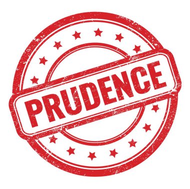 Kırmızı grungy vintage lastik mühür üzerine PRUDENCE metin.