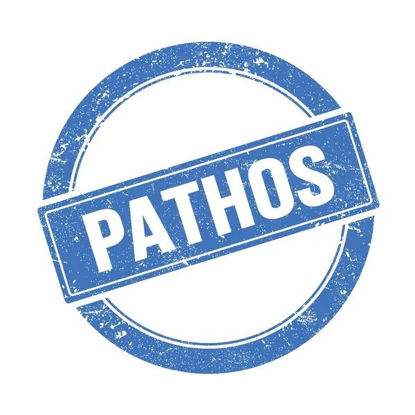 Текст Pathos Синьому Гранжевому Круглому Вінтажному Штампі — стокове фото