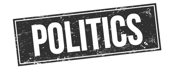 黑色黑色长方形邮票标志上的Politics文字 — 图库照片