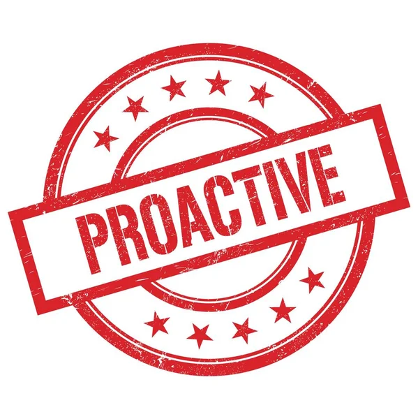 Kırmızı yuvarlak vintage kauçuk damga üzerine yazılmış PROACTIVE metin.