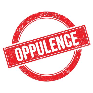 Kırmızı grungy yuvarlak vintage pul üzerinde OPPULENCE metin.