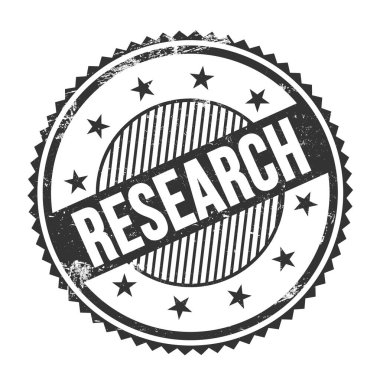 Siyah grungy zig zag kenarları üzerine yazılmış REARCH metni pul yuvarlak.