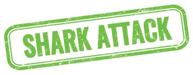 Yeşil grungy vintage dikdörtgen damgalı Shark Saldırı metni.
