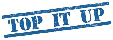 Mavi grungy dikdörtgen vintage damga üzerindeki Top IT Up metni.