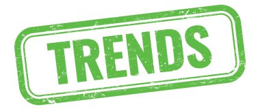 Yeşil grungy vintage dikdörtgen damgalı TRENDS metni.