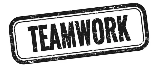 Teamwork Texto Negro Grungy Vintage Rectángulo Sello — Foto de Stock