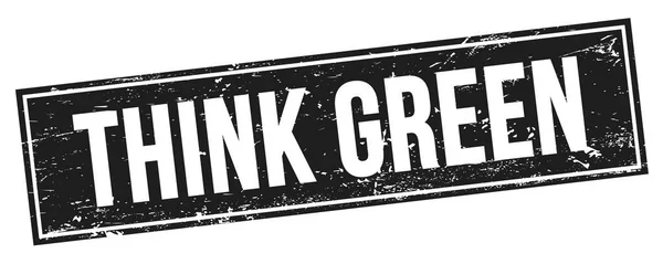 Think Green Texto Negro Grungy Rectángulo Sello Signo —  Fotos de Stock