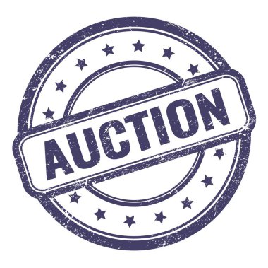 Açık arttırma metni çivit mavisi grungy vintage yuvarlak kauçuk damga üzerine.