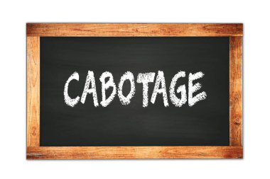 Siyah ahşap çerçeve okul tahtasına yazılmış CABOTAGE metni.