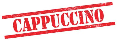 Kırmızı grungy dikdörtgen vintage damga üzerinde CAPPUCCINO metin.
