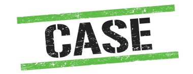 Siyah yeşil grungy çizgileri üzerindeki CASE metni pul işareti.