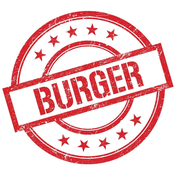 Burger Text Napsaný Červeném Kruhovém Vinobraní Razítko — Stock fotografie