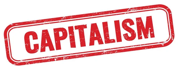 Capitalism Text Röd Grungy Rektangel Stämpel — Stockfoto