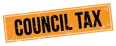 Siyah turuncu grungy dikdörtgen mühür işareti üzerine COUNCIL Vergi metni.