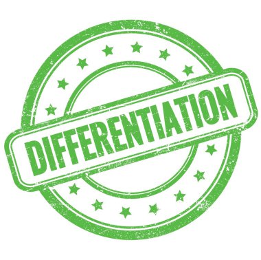 Yeşil, eski, pasaklı, yuvarlak kauçuk damga üzerine farklılık metni.