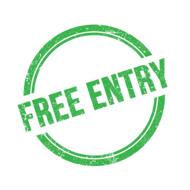 Yeşil grungy vintage yuvarlak damga üzerine yazılmış ücretsiz giriş metni.