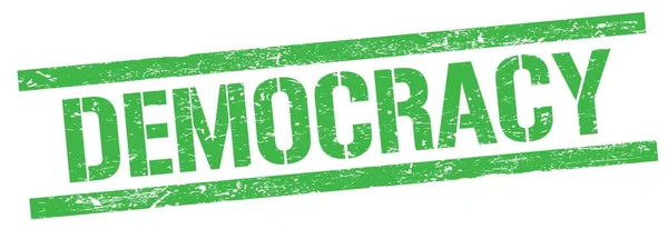 Democracia Texto Verde Grungy Signo Sello Rectángulo — Foto de Stock