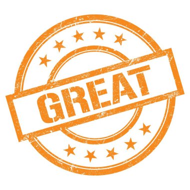 Turuncu yuvarlak vintage kauçuk damgalı harika metin.