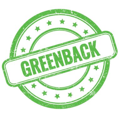 Yeşil vintage grungy yuvarlak kauçuk damga üzerine GREENback metin.
