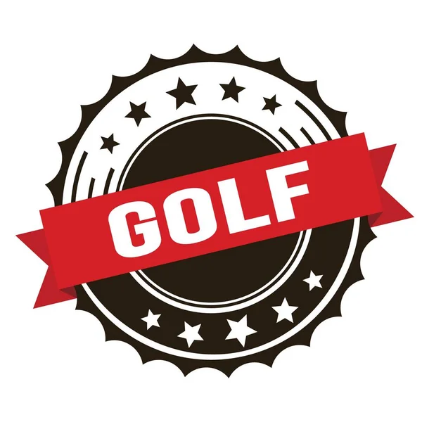 Texto Golf Sello Insignia Cinta Marrón Roja — Foto de Stock