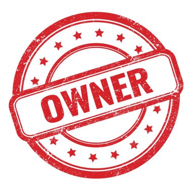 OWNER 'ın kırmızı grungy vintage lastik damga üzerine metni.