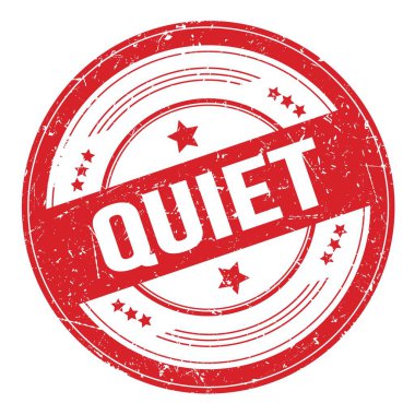 Kırmızı yuvarlak grungy doku damgası üzerine sessiz metin.