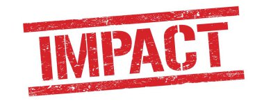 Kırmızı grungy dikdörtgen işareti üzerindeki IMPACT metni.