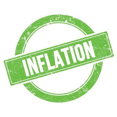 Yeşil grungy yuvarlak vintage pul üzerinde INFLATION metin.