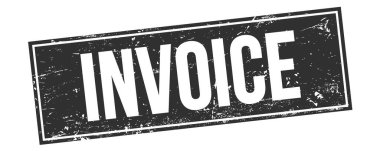Siyah grungy dikdörtgen damga işareti üzerine INVOICE metni.