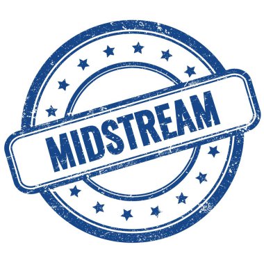 MIDSTREAM metin üzerinde mavi vintage grungy yuvarlak kauçuk damga.