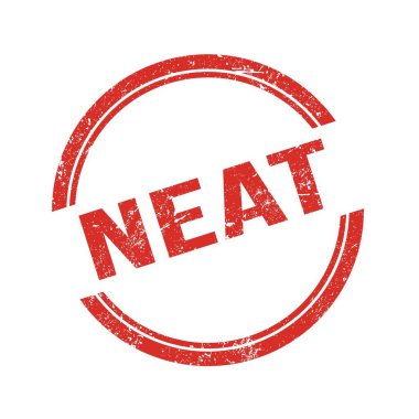 Kırmızı grungy vintage yuvarlak damga üzerine yazılmış NEAT metin.