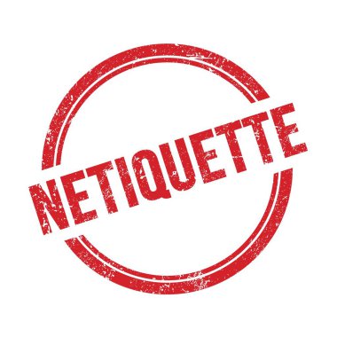 NETIQUETTE kırmızı grungy vintage yuvarlak pul üzerine yazılmış metin.