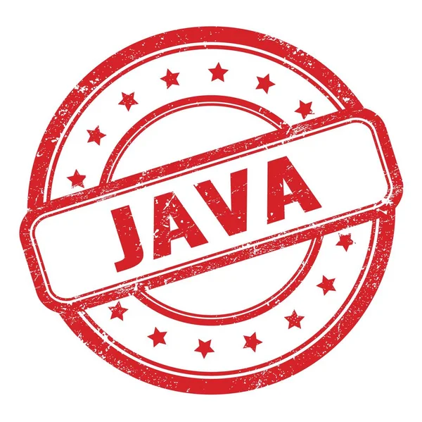 Java Text Red Grungyビンテージ丸ゴムスタンプ — ストック写真