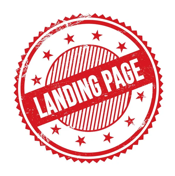 Landing Page Text Written Red Grungy Zig Zag Borders Stamp — Stock Photo, Image