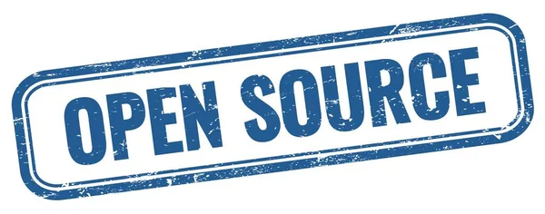 Open Source Text Blue Grungy Vintage Rectangle Stamp — Stock Photo, Image