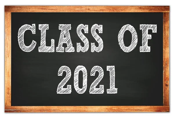 Class 2021 Geschreven Zwart Houten Schoolbord — Stockfoto