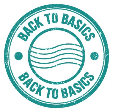 Mavi yuvarlak posta pulu işareti üzerine yazılmış BASICS kelimesine geri dön