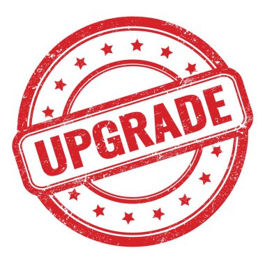 Kırmızı grungy vintage lastik damgalı UPGRAD metni.