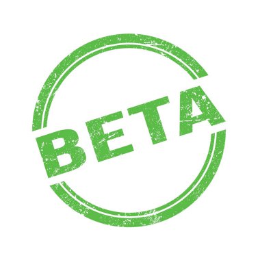 Yeşil grungy vintage yuvarlak damgalı BETA metni.